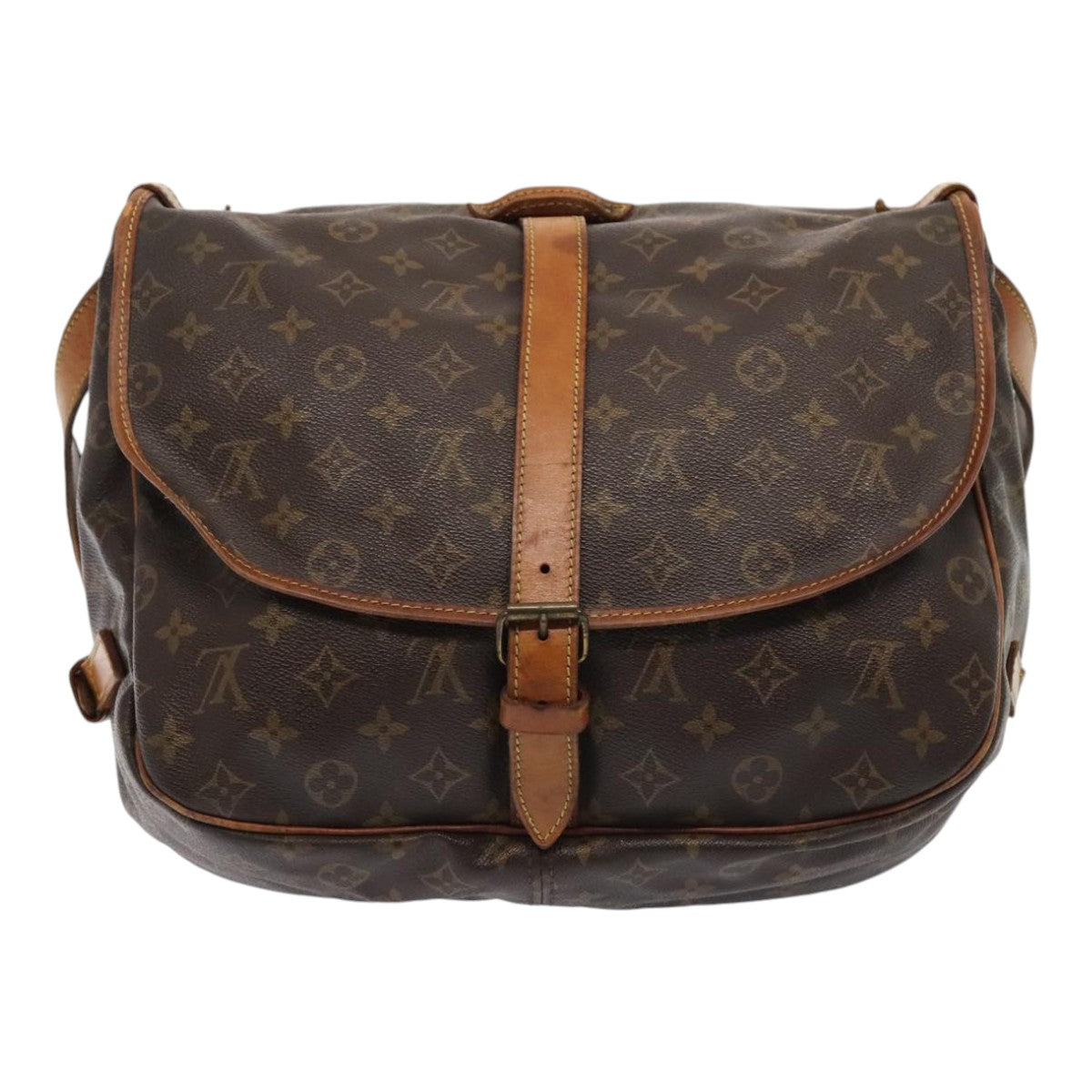 Louis Vuitton Saumur 35, Brown, Canvas, shoulder