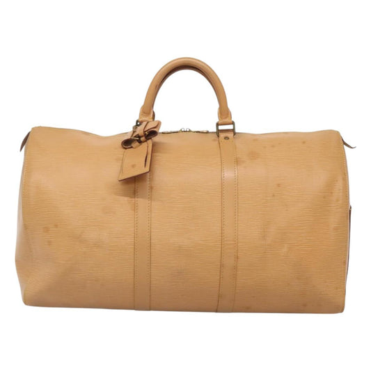 Louis Vuitton Keepall 50, Beige, Leather, travel