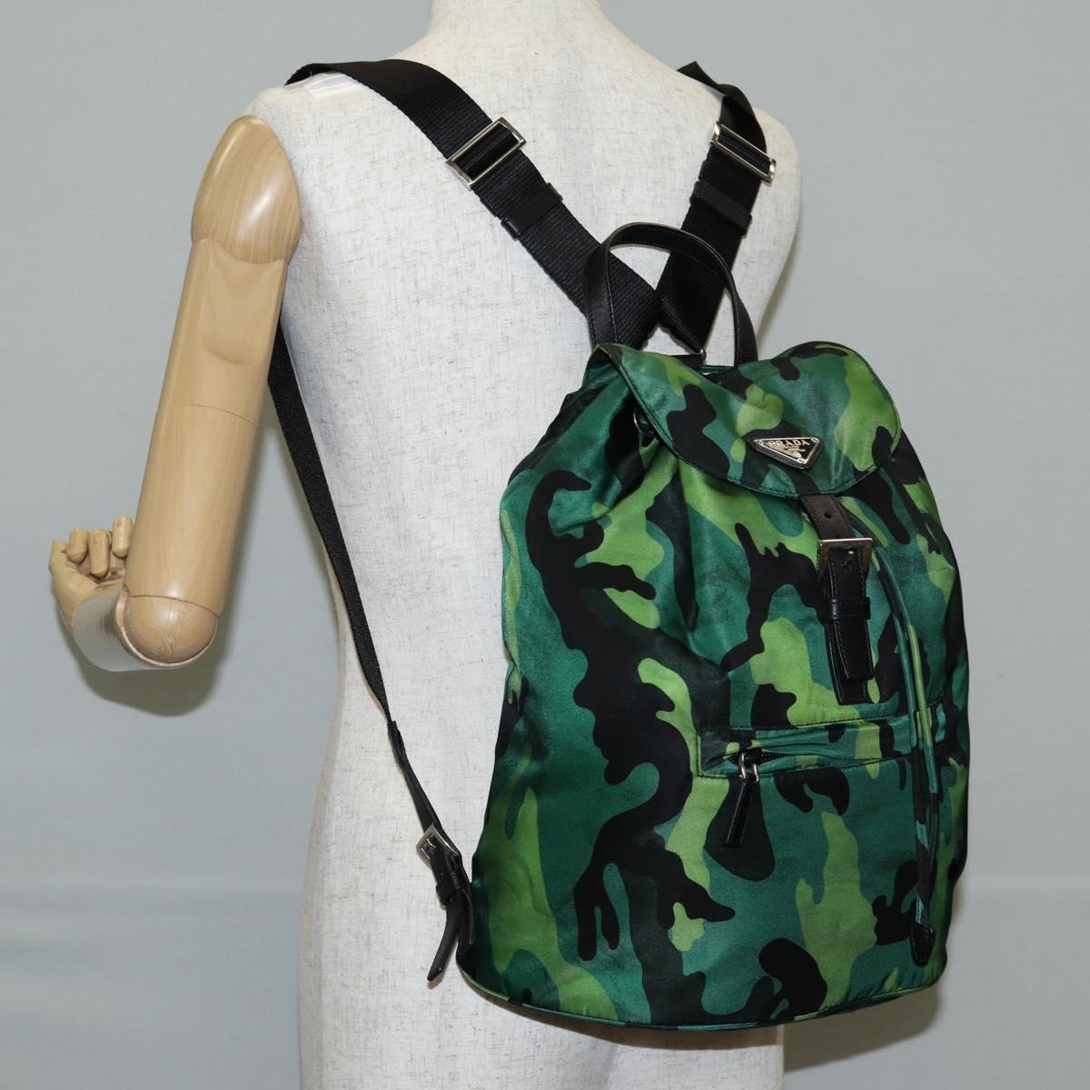 Prada, Green, NYLON, backpack