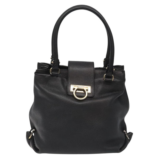 Salvatore Ferragamo Gancini, Black, Leather, handbag