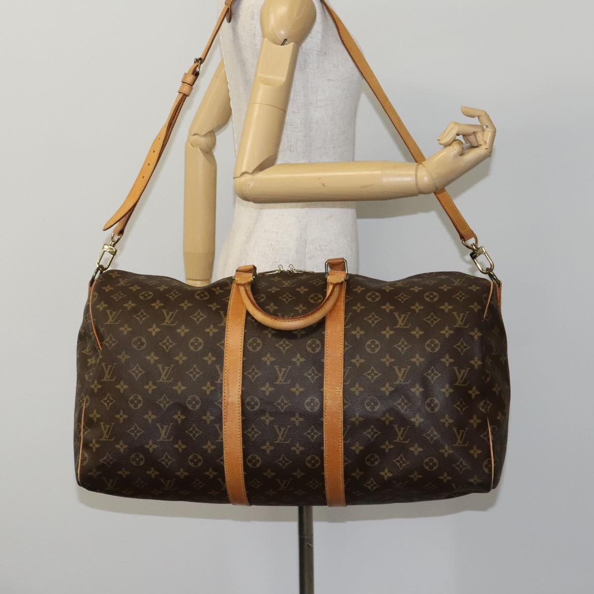 Louis Vuitton Keepall Bandouliere 55, Brown, Canvas, travel
