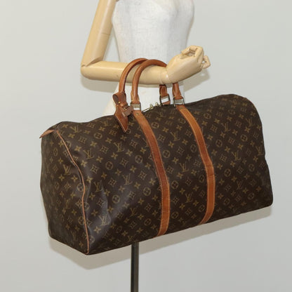 Louis Vuitton Keepall 55, Brown, Canvas, travel