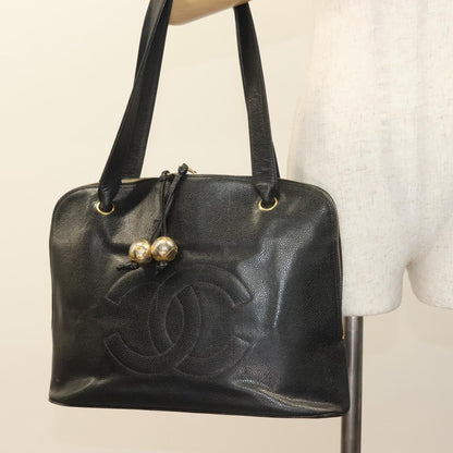 Chanel Coco Mark, Black, Leather, tote