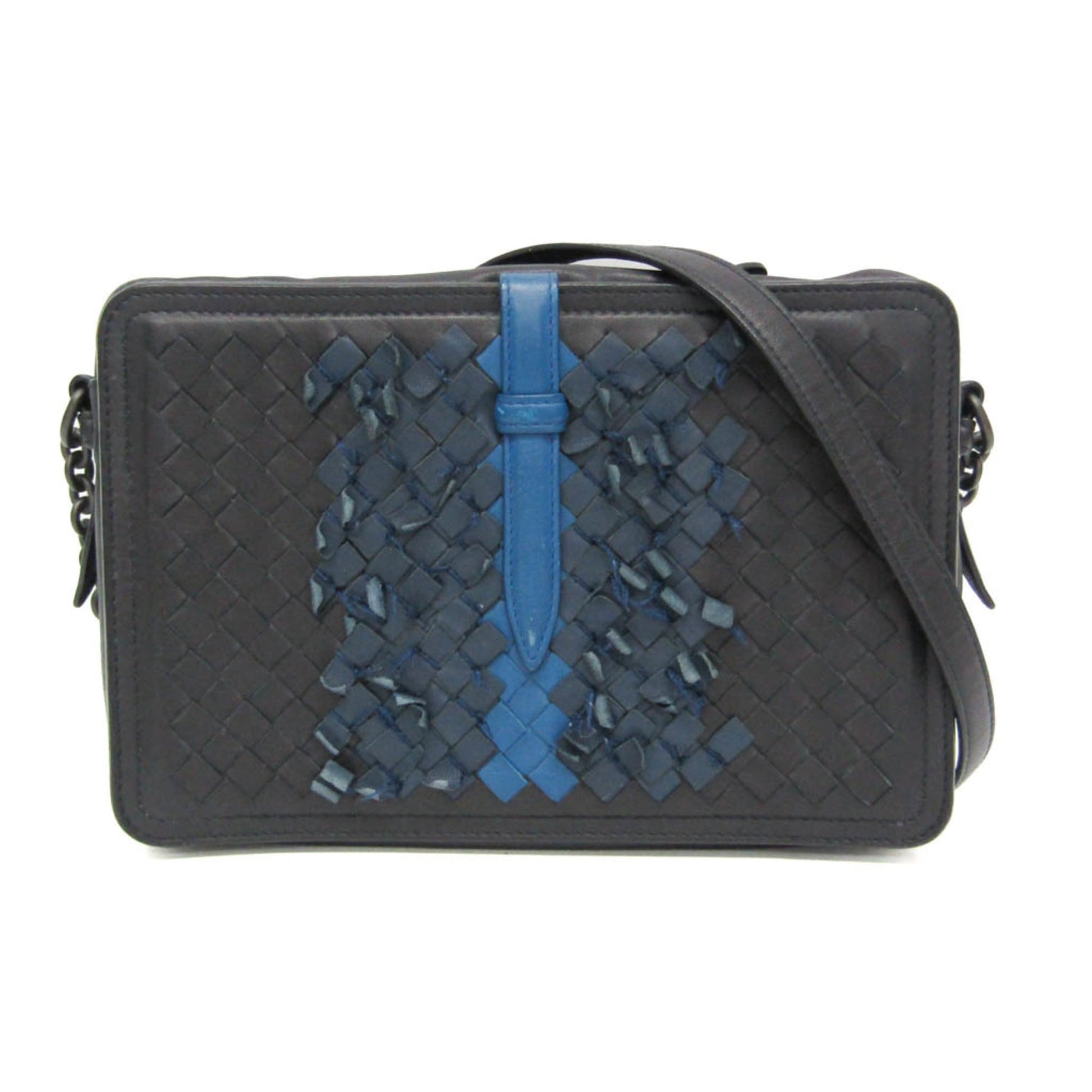 Bottega Veneta Belt Flap Camera Bag Intrecciato Nappa, NAVY, LEATHER, Shoulder bag