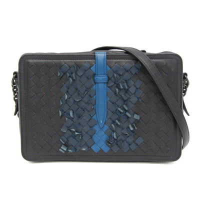 Bottega Veneta Belt Flap Camera Bag Intrecciato Nappa, NAVY, LEATHER, Shoulder bag