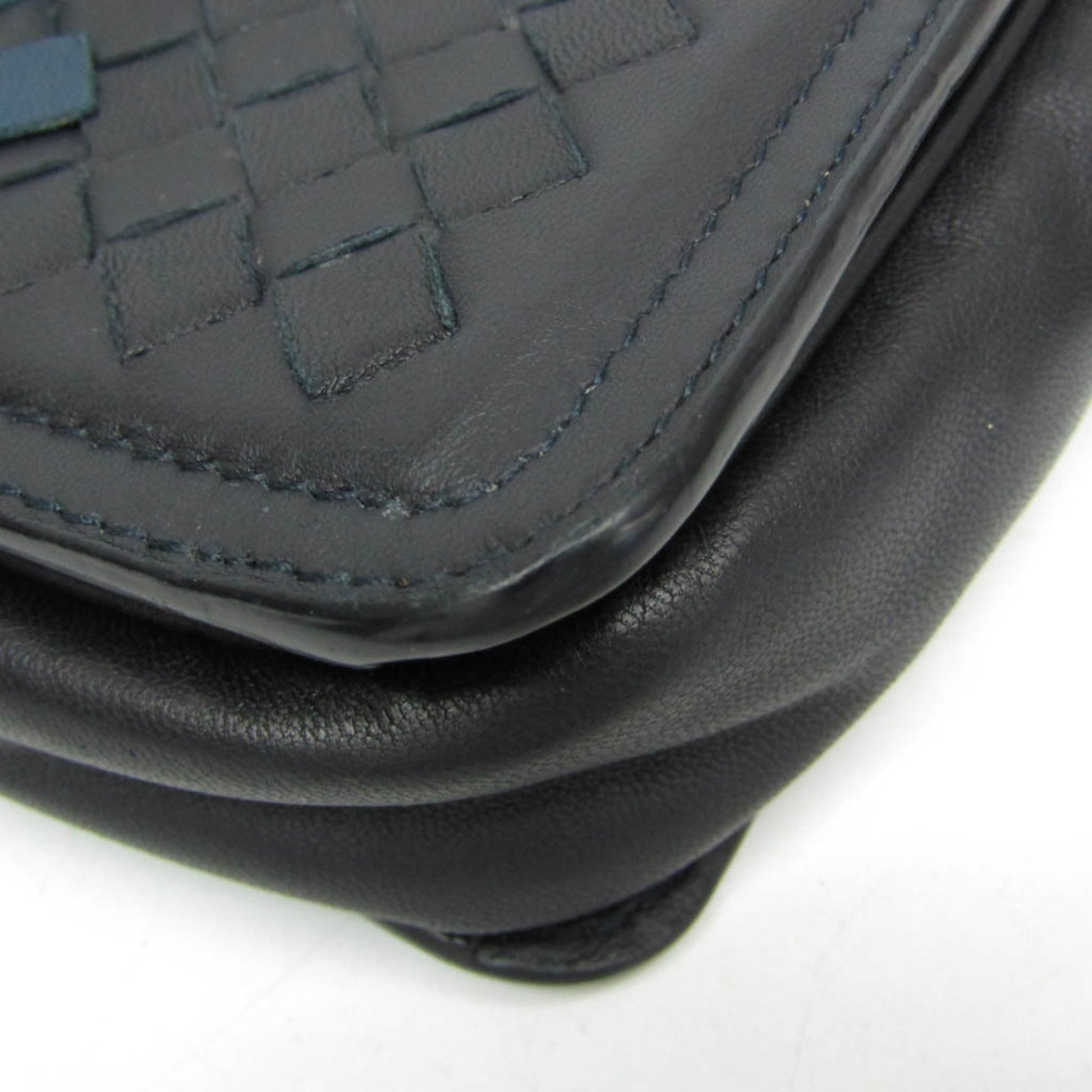 Bottega Veneta Belt Flap Camera Bag Intrecciato Nappa, NAVY, LEATHER, Shoulder bag