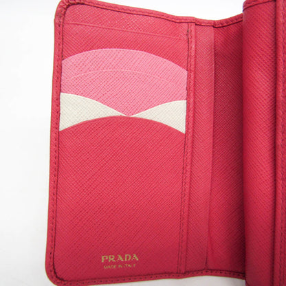 Prada Tab Bifold Wallet Saffiano Leather, Pink, Leather, Wallet