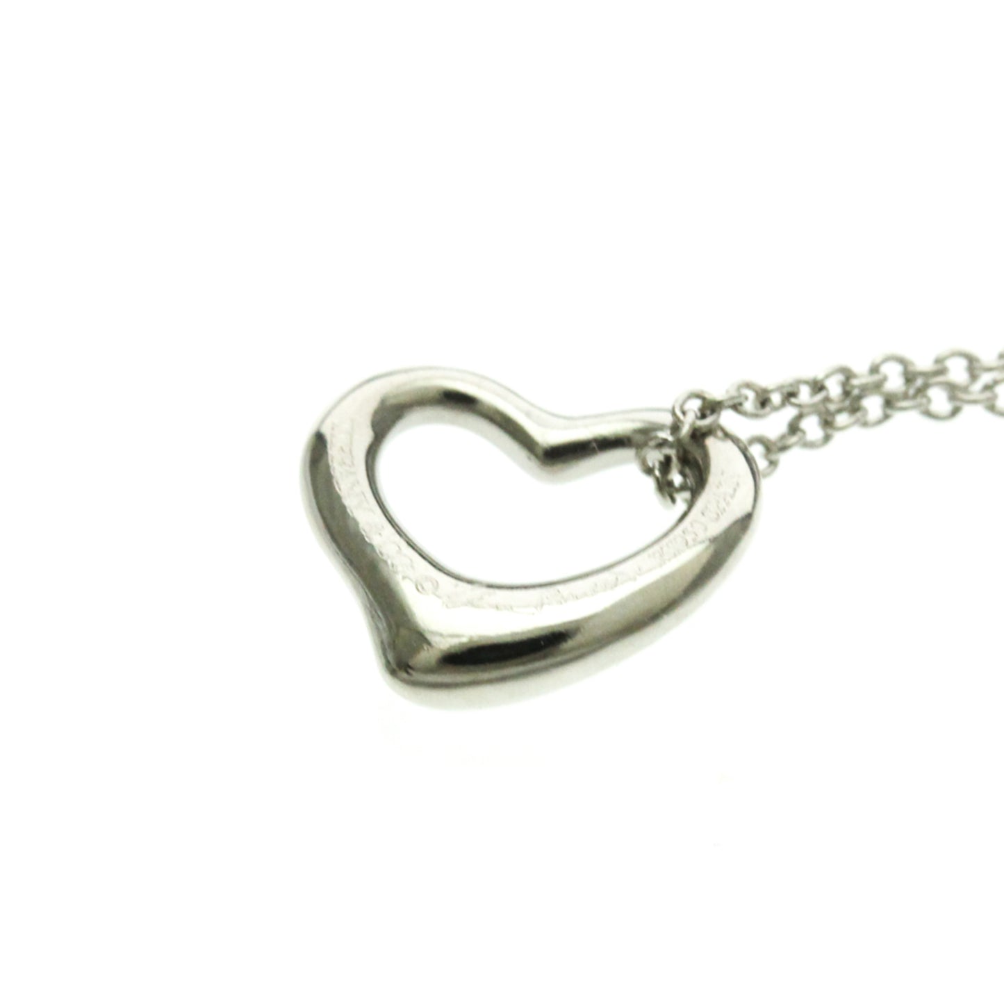 Tiffany & Co. Elsa Peretti Open Heart Pendant Necklace Platinum, Silver, Platinum, Necklace