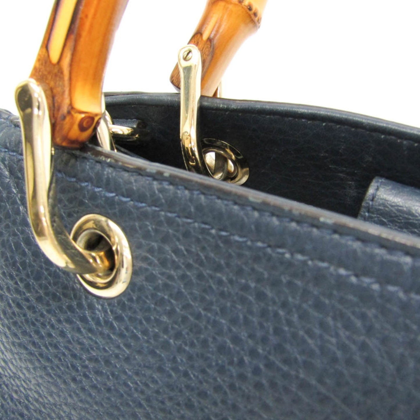 Gucci Bamboo Shopper Tote Leather, Blue, Leather, Tote Bag