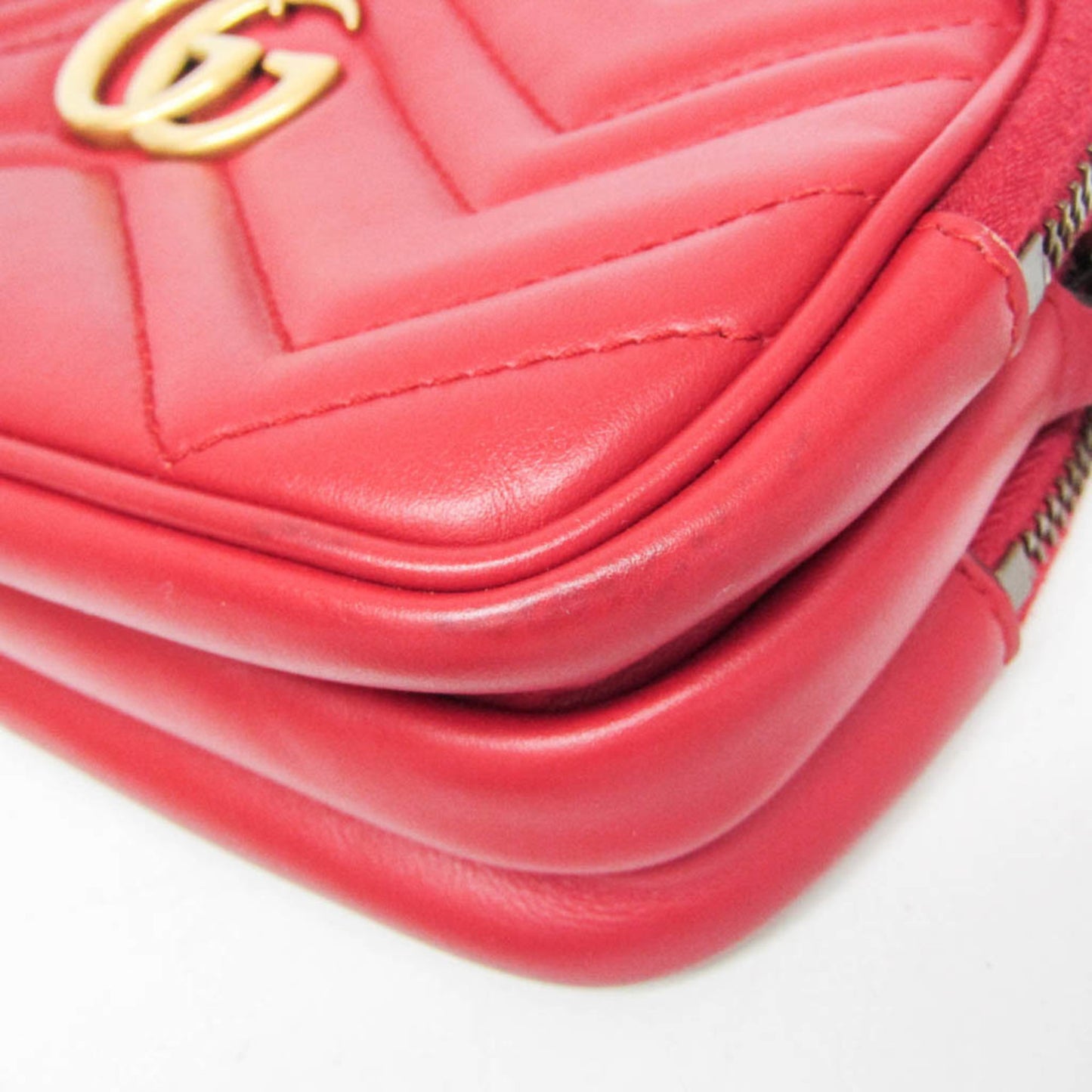 Gucci GG marmont Black leather, Red, Leather, Shoulder Bag