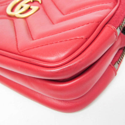 Gucci GG marmont Black leather, Red, Leather, Shoulder Bag