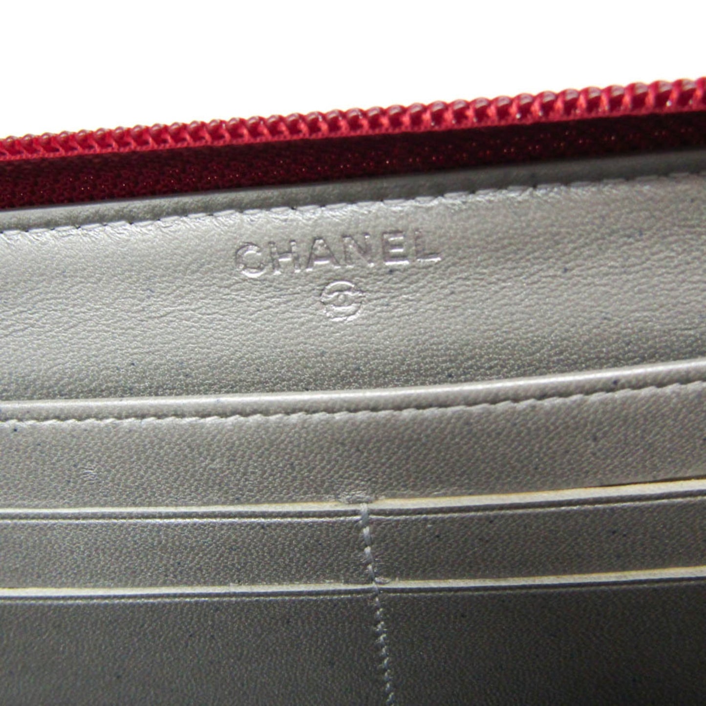 Chanel Camellia Zip Around Organizer Leather, Burgundy, Leather, Wallet