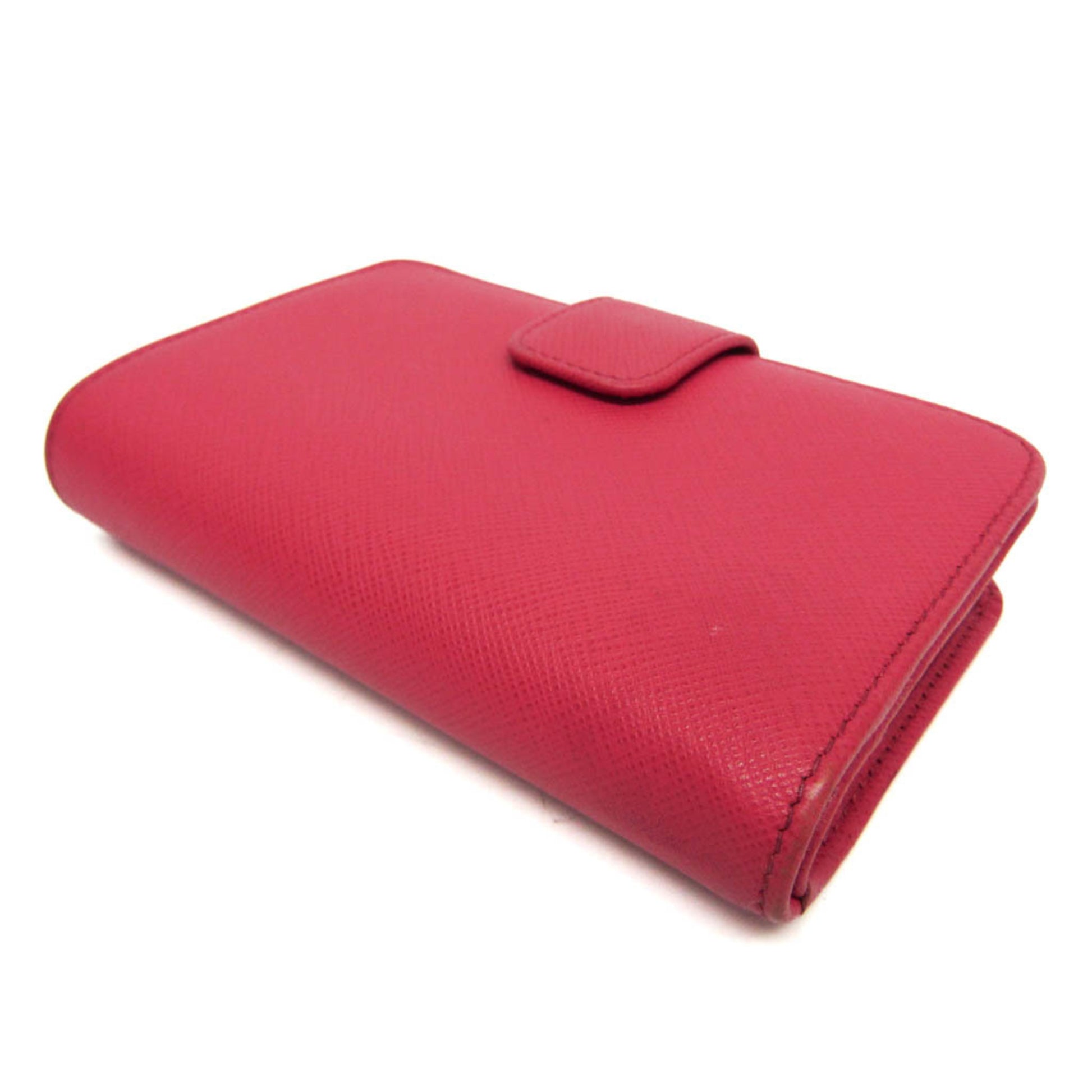 Prada Tab Bifold Wallet Saffiano Leather, Pink, Leather, Wallet