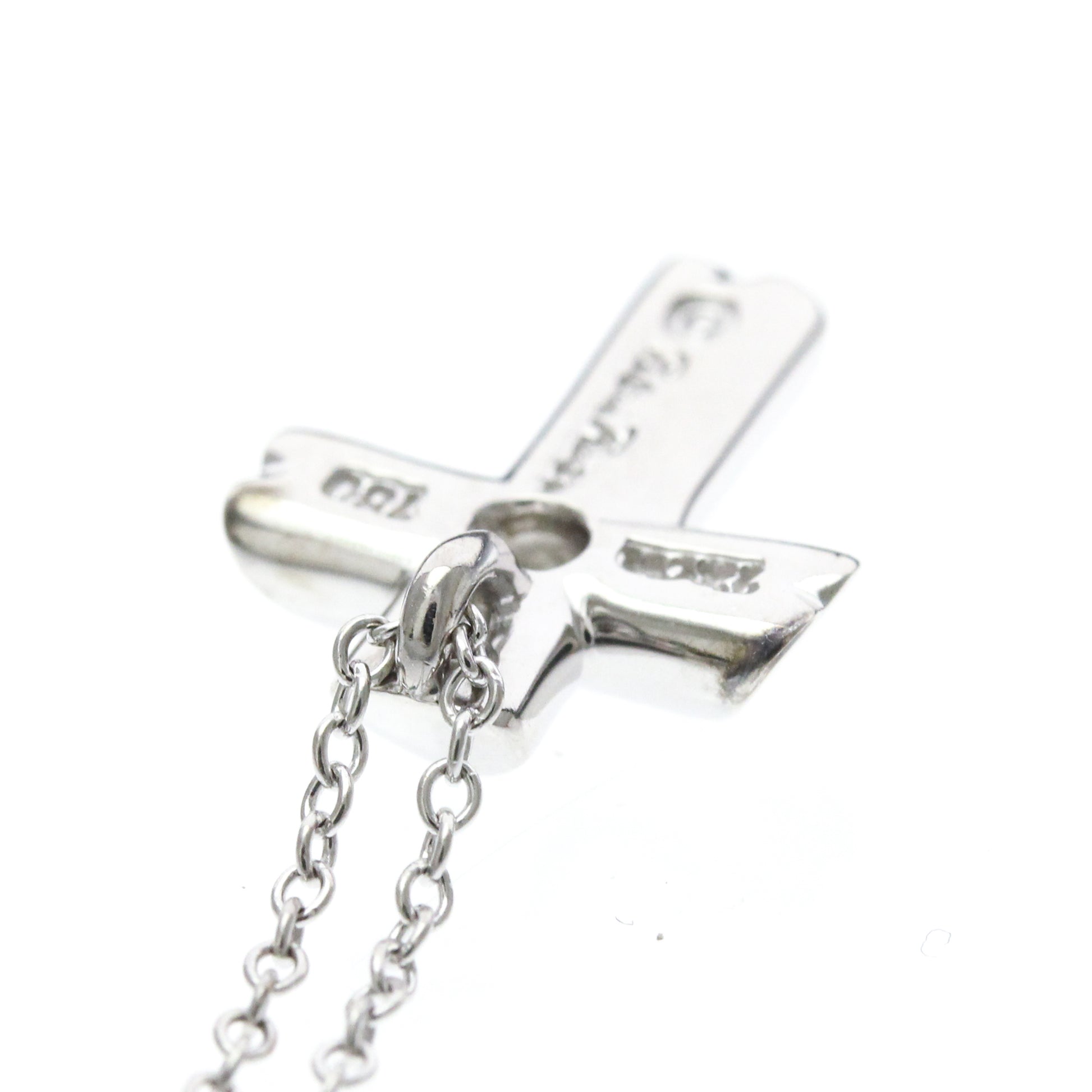 Tiffany & Co. Etoile Cross Pendant Necklace 18K White Gold with Diamonds, Silver, White Gold, Necklace