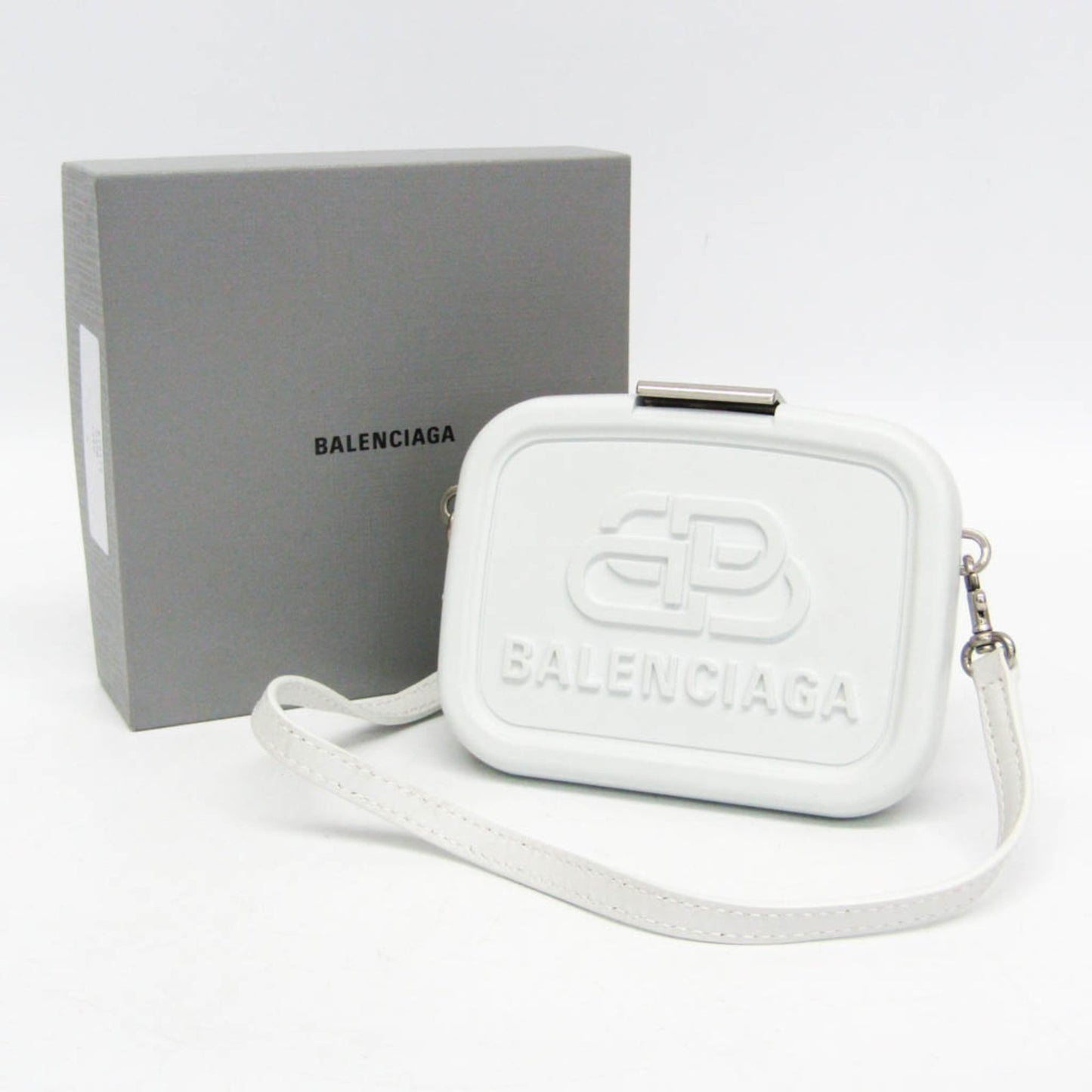 Balenciaga Logo Lunch Box Bag Plastic, White, Plastic, Shoulder Bag