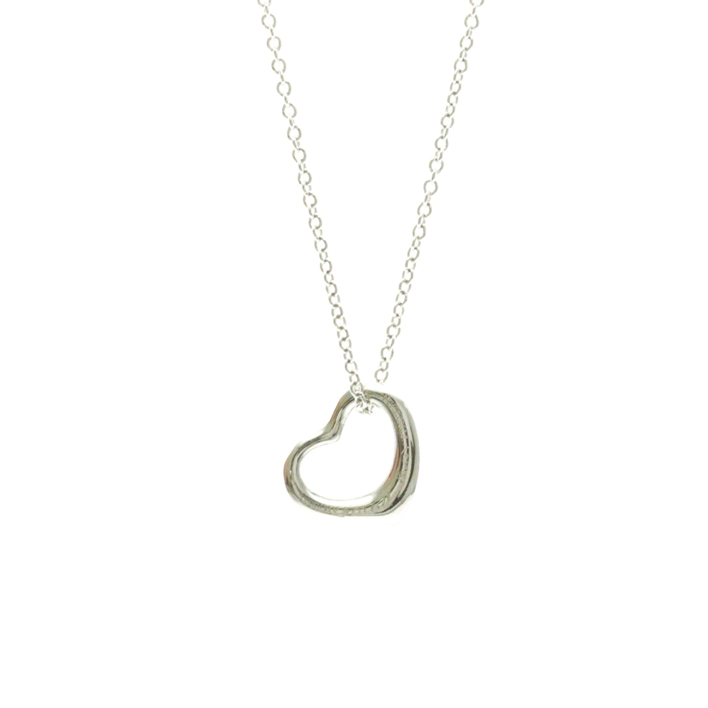 Tiffany & Co. Elsa Peretti Open Heart Pendant Necklace Platinum, Silver, Platinum, Necklace