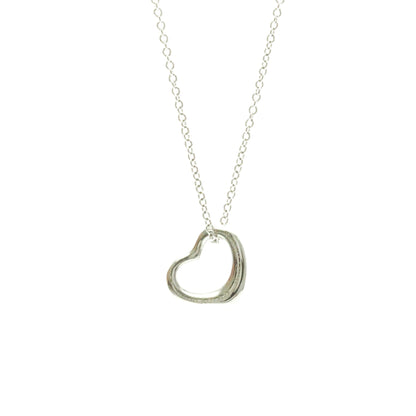 Tiffany & Co. Elsa Peretti Open Heart Pendant Necklace Platinum, Silver, Platinum, Necklace