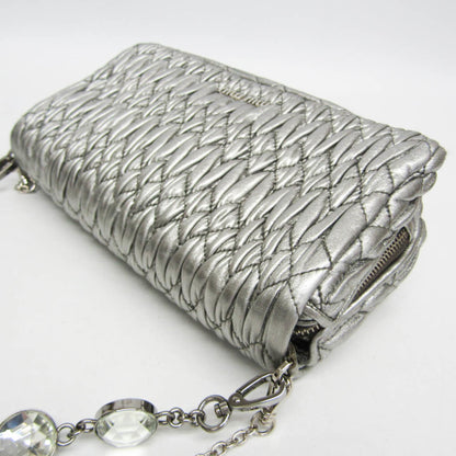 Miu Miu Crystal Clutch Matelasse Leather, SILVER, LEATHER, Shoulder bag