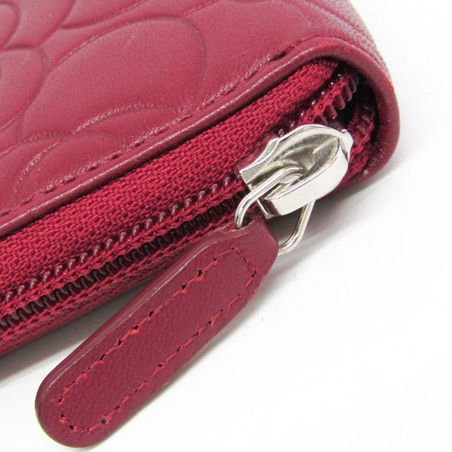 Chanel Camellia Zip Around Organizer Leather, Burgundy, Leather, Wallet