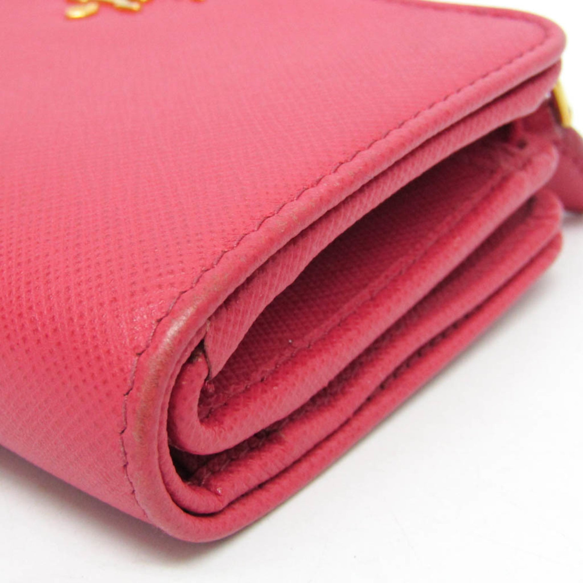 Prada Tab Bifold Wallet Saffiano Leather, Pink, Leather, Wallet