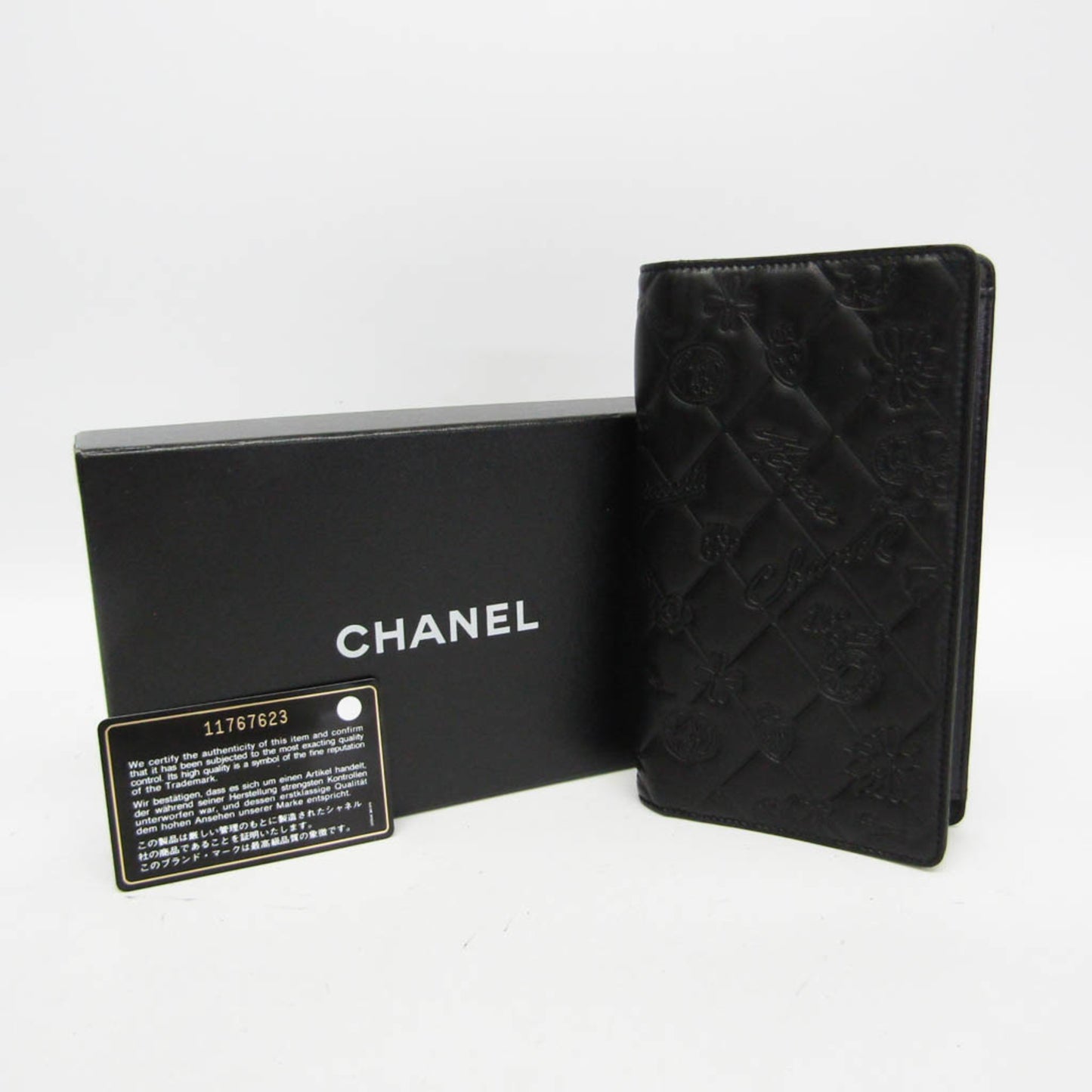 Chanel Lucky Symbols Yen Wallet Embossed Quilted Leather, Black, Leather, Wallet