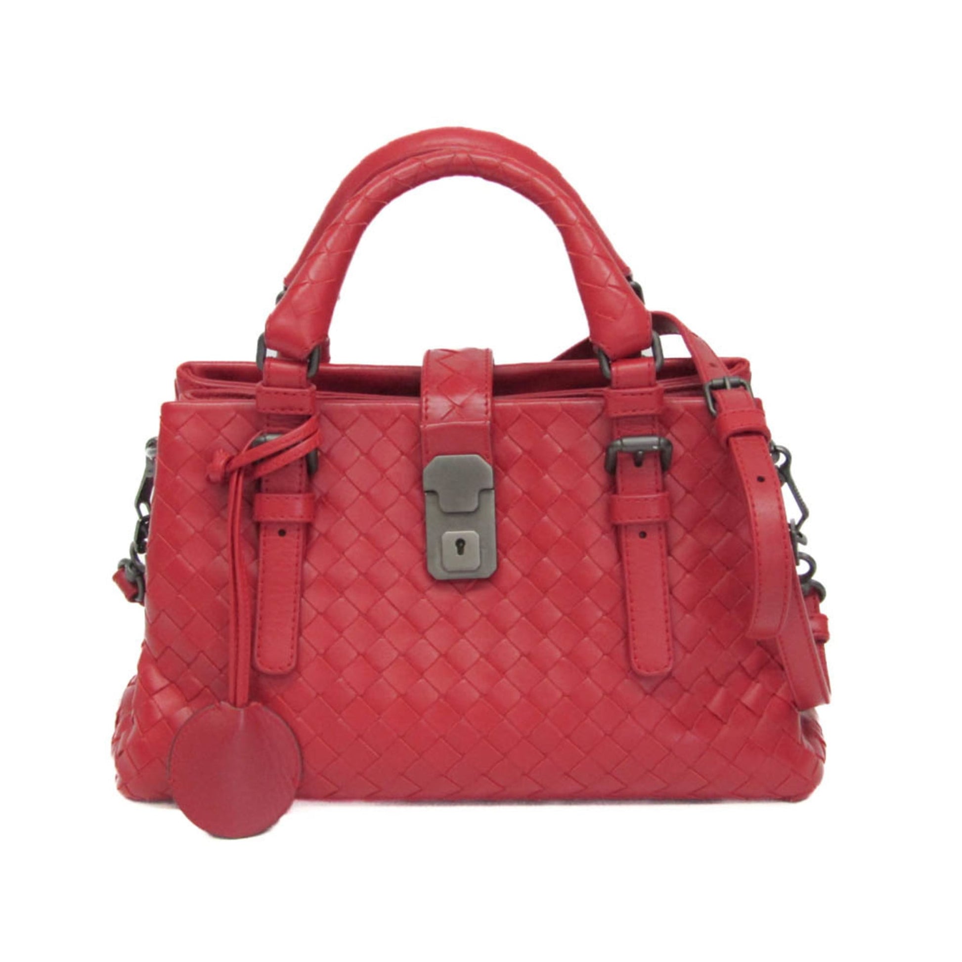 Bottega Veneta Roma Bag Intrecciato Nappa, RED, LEATHER, Shoulder bag