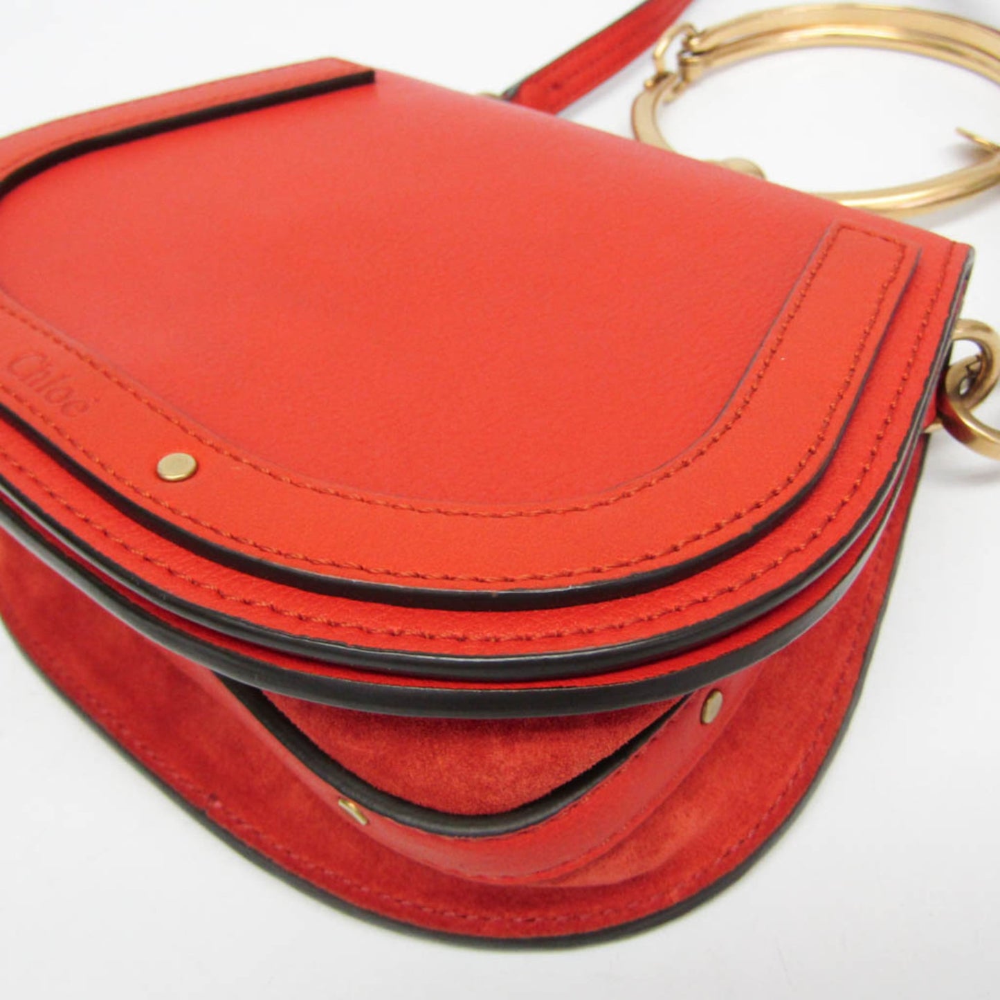 Chloe Nile Crossbody Bag Leather, Orange, Leather, Shoulder Bag