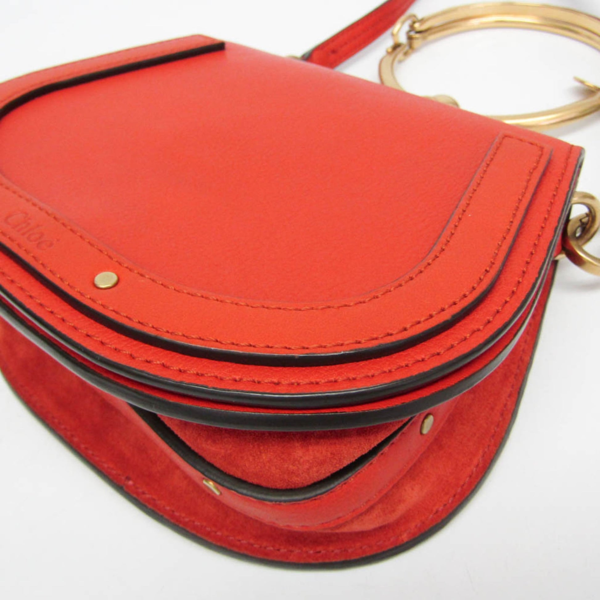 Chloe Nile Crossbody Bag Leather, Orange, Leather, Shoulder Bag