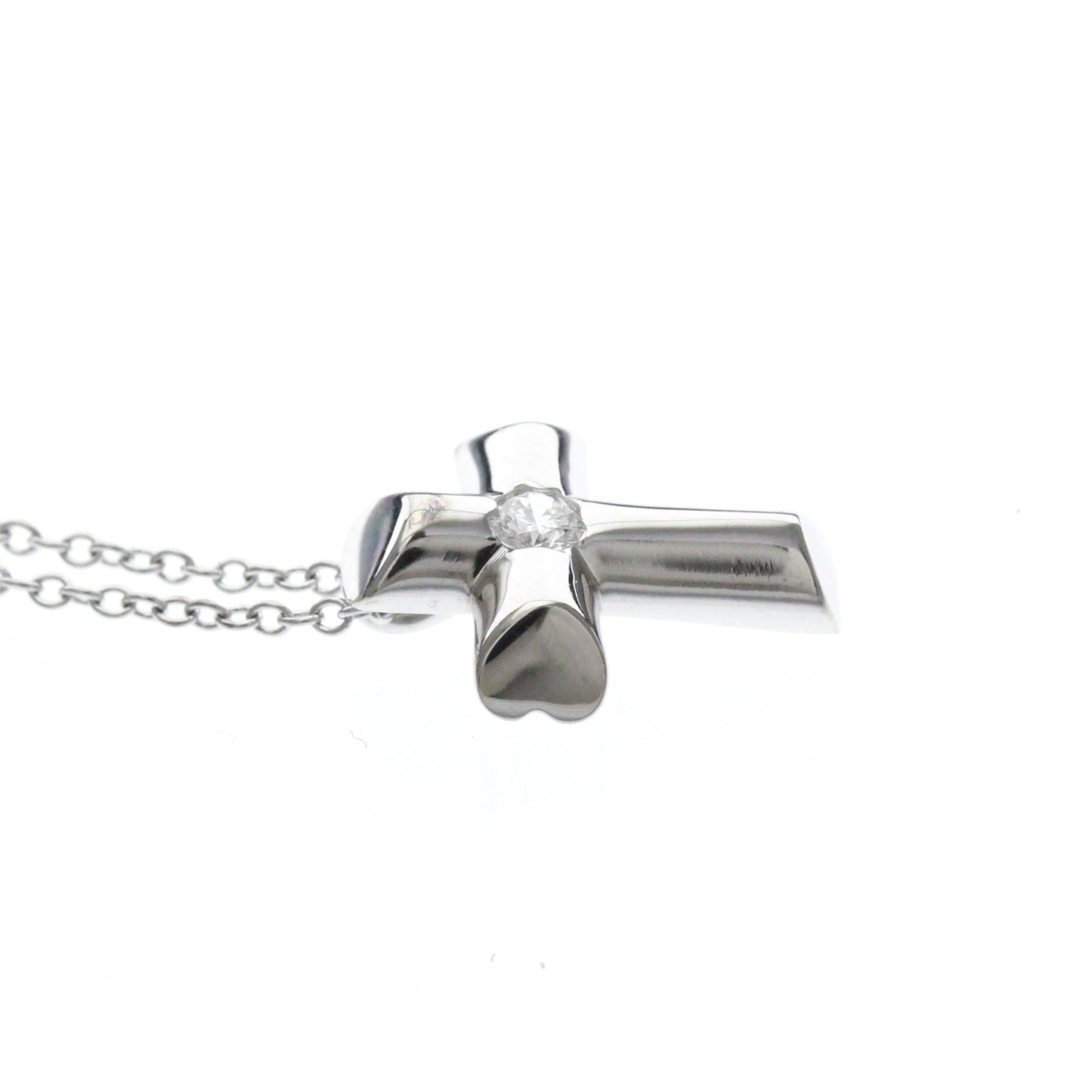 Tiffany & Co. Etoile Cross Pendant Necklace 18K White Gold with Diamonds, Silver, White Gold, Necklace