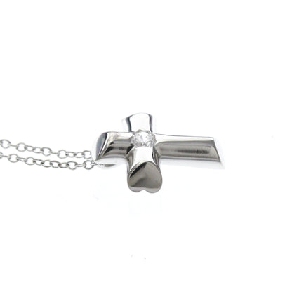 Tiffany & Co. Etoile Cross Pendant Necklace 18K White Gold with Diamonds, Silver, White Gold, Necklace