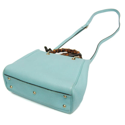 Gucci Bamboo Shopper Tote Leather, Blue, Leather, Tote Bag