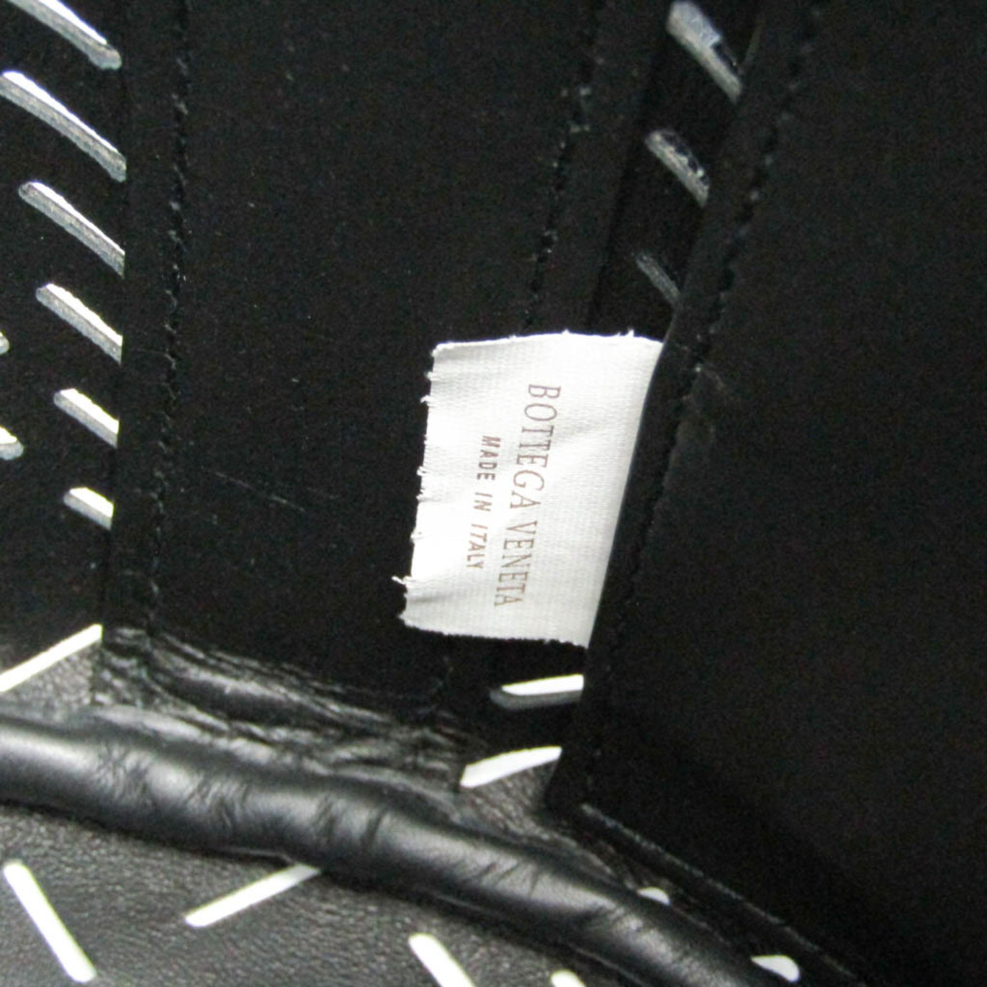 Bottega Veneta Paper Bucket Bag Perforated Leather, Black, Leather, Shoulder Bag