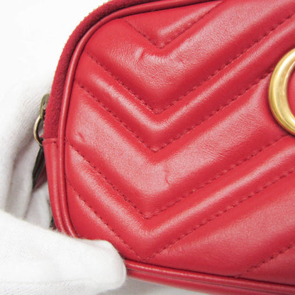 Gucci GG marmont Black leather, Red, Leather, Shoulder Bag