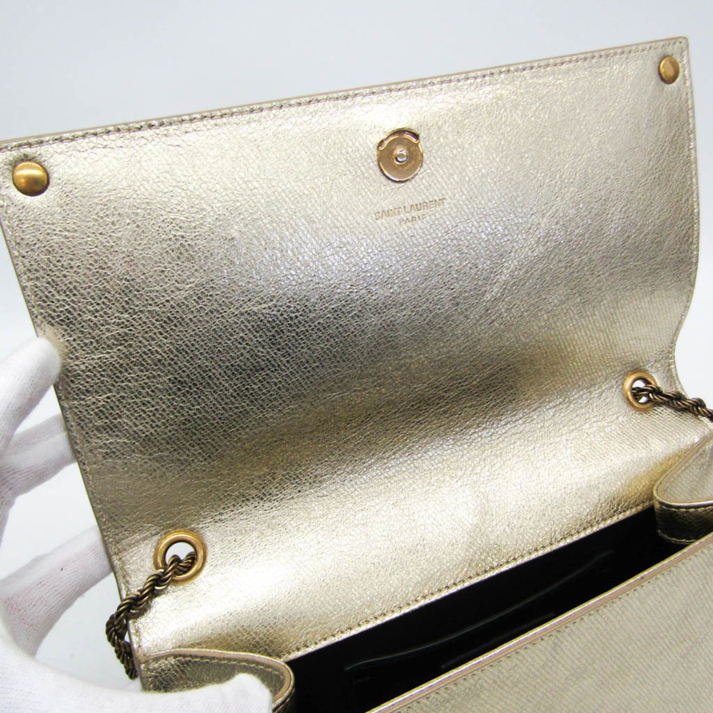 Saint Laurent Classic Monogram Crossbody Bag Calfskin, Gold, Leather, Shoulder Bag