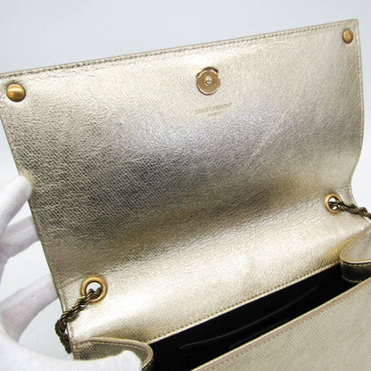 Saint Laurent Classic Monogram Crossbody Bag Calfskin, Gold, Leather, Shoulder Bag