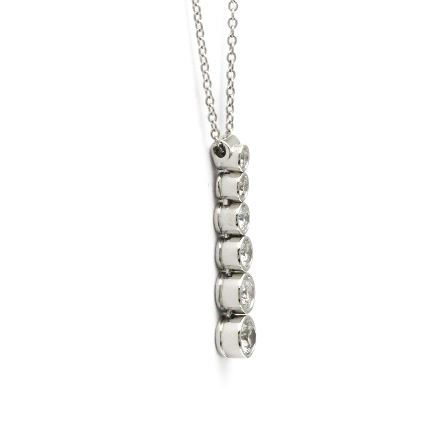 Tiffany & Co. Jazz Graduated Drop Pendant Necklace Platinum and Diamonds, Silver, Platinum, Necklace