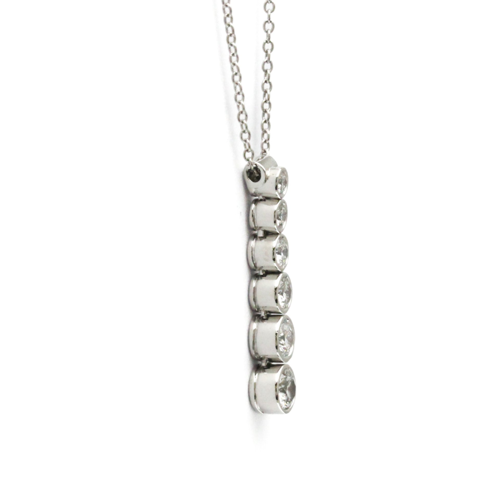 Tiffany & Co. Jazz Graduated Drop Pendant Necklace Platinum and Diamonds, Silver, Platinum, Necklace