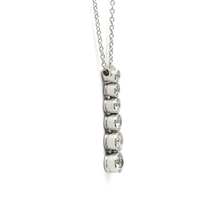 Tiffany & Co. Jazz Graduated Drop Pendant Necklace Platinum and Diamonds, Silver, Platinum, Necklace
