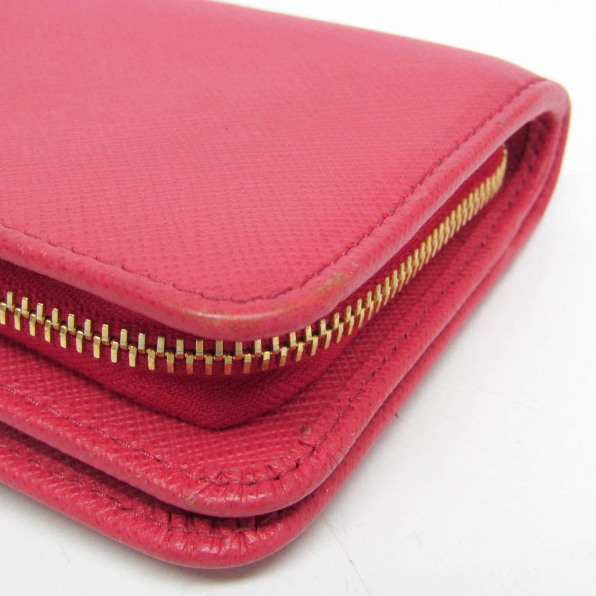 Prada Tab Bifold Wallet Saffiano Leather, Pink, Leather, Wallet
