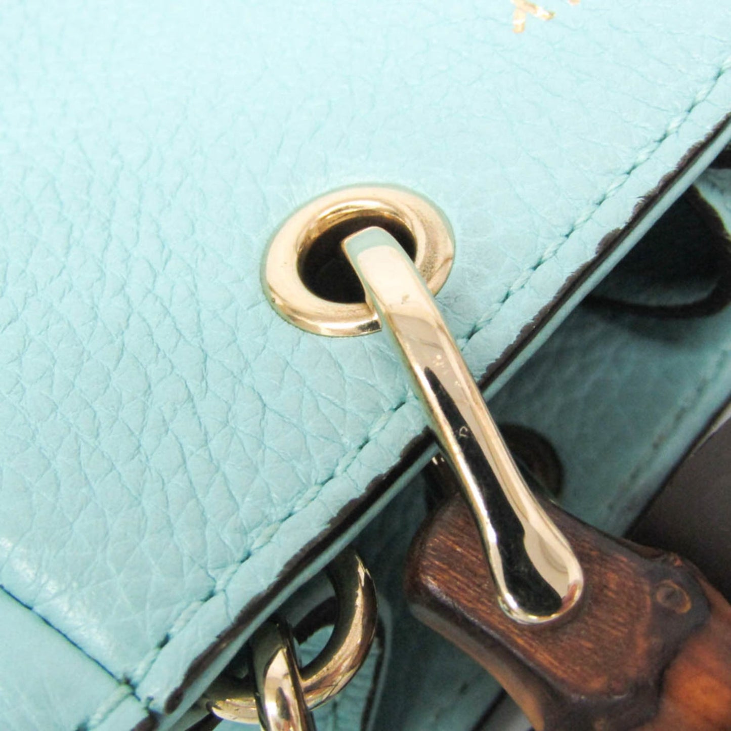 Gucci Bamboo Shopper Tote Leather, Blue, Leather, Tote Bag