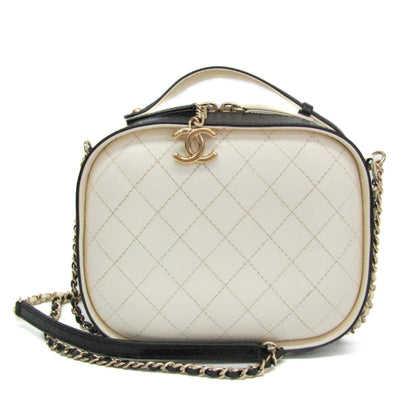 Chanel Vanity Case Bag Quilted Crumpled Calfskin, Black, Leather, Shoulder Bag