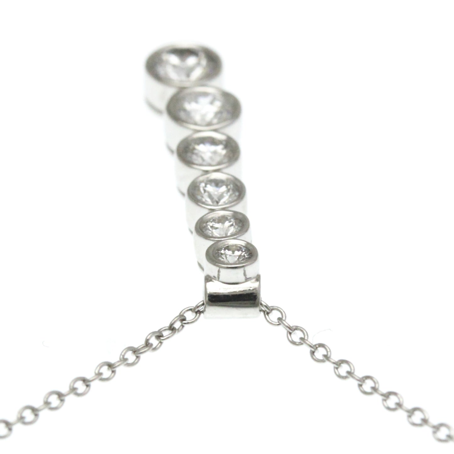 Tiffany & Co. Jazz Graduated Drop Pendant Necklace Platinum and Diamonds, Silver, Platinum, Necklace