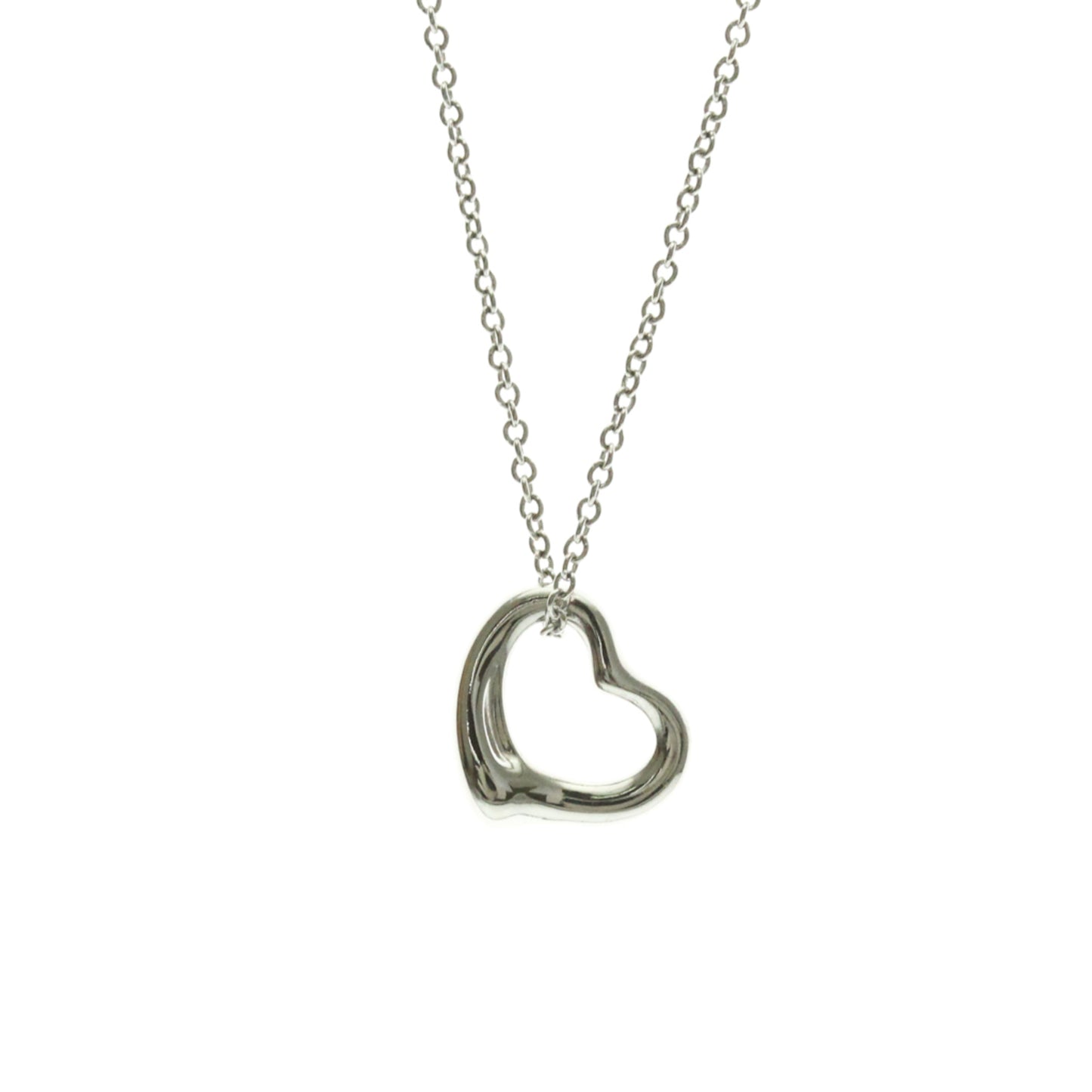Tiffany & Co. Elsa Peretti Open Heart Pendant Necklace Platinum, Silver, Platinum, Necklace