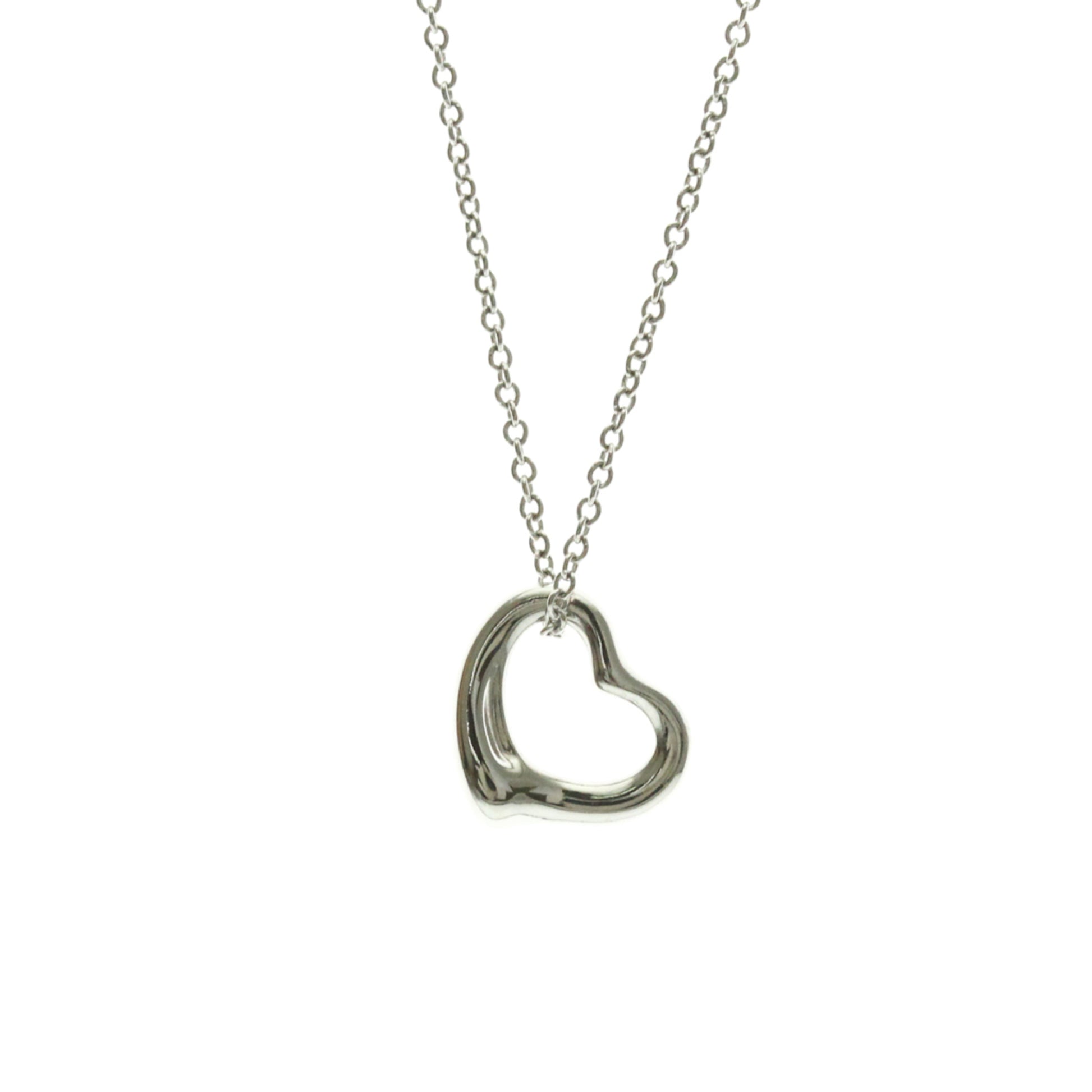 Tiffany & Co. Elsa Peretti Open Heart Pendant Necklace Platinum, Silver, Platinum, Necklace