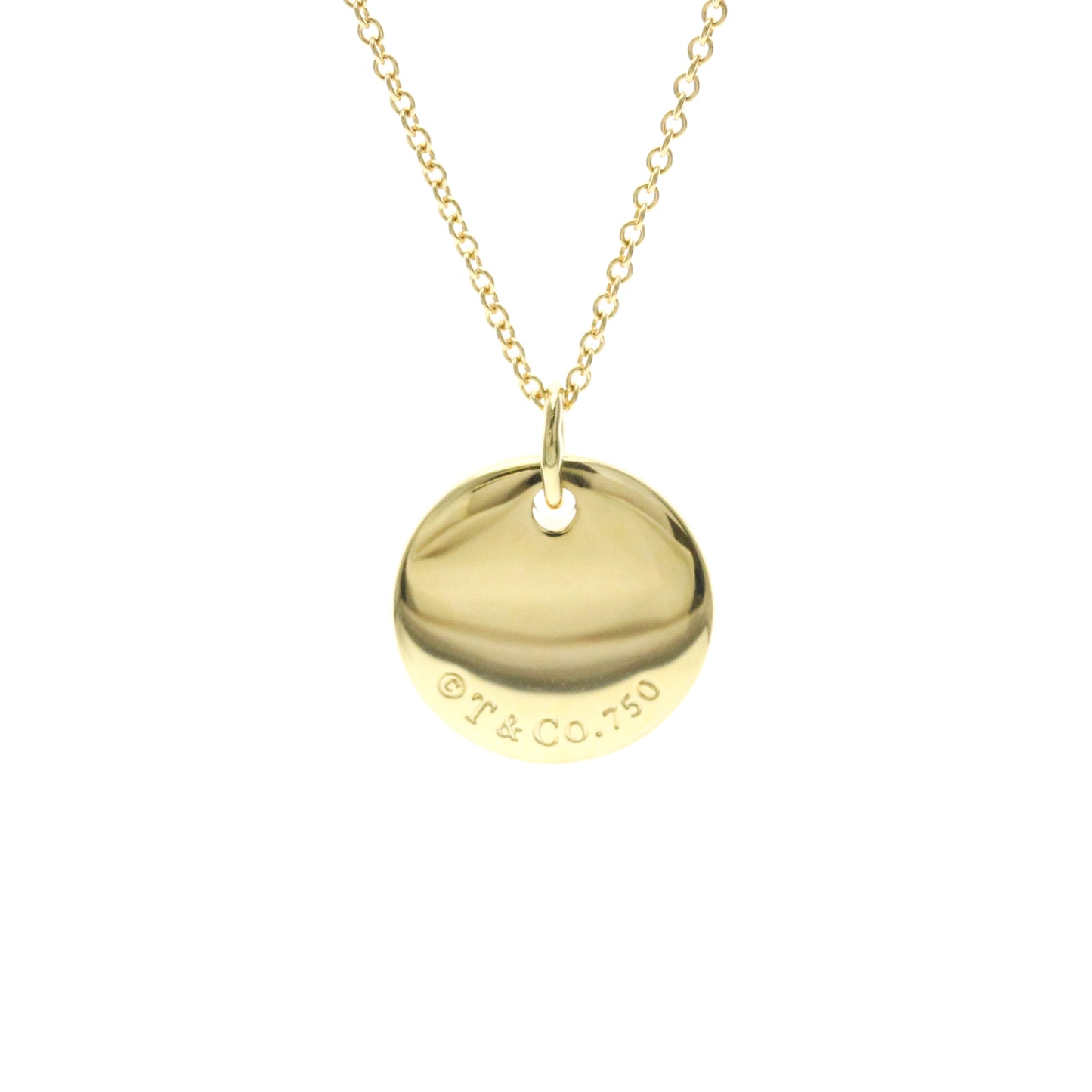 Tiffany & Co. Letter Disc Charm Pendant Necklace 18K Yellow Gold, Gold, Yellow Gold, Necklace
