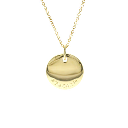 Tiffany & Co. Letter Disc Charm Pendant Necklace 18K Yellow Gold, Gold, Yellow Gold, Necklace
