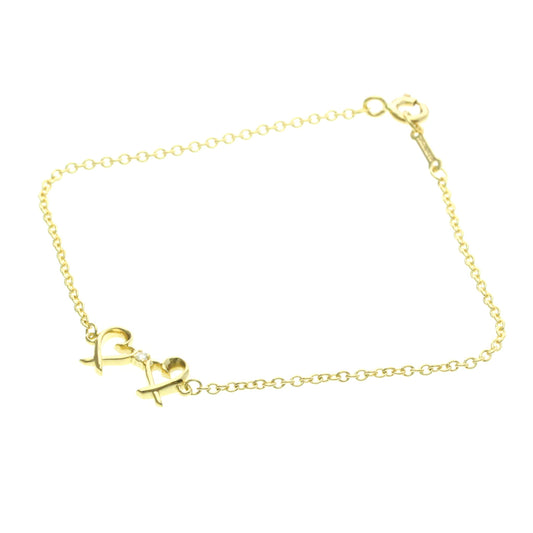 Tiffany & Co. Paloma Picasso Double Loving Heart Bracelet 18K Yellow Gold and Diamond, Gold, Yellow Gold, Bracelet