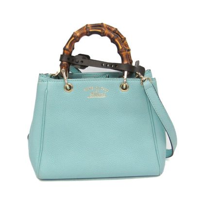 Gucci Bamboo Shopper Tote Leather, Blue, Leather, Tote Bag