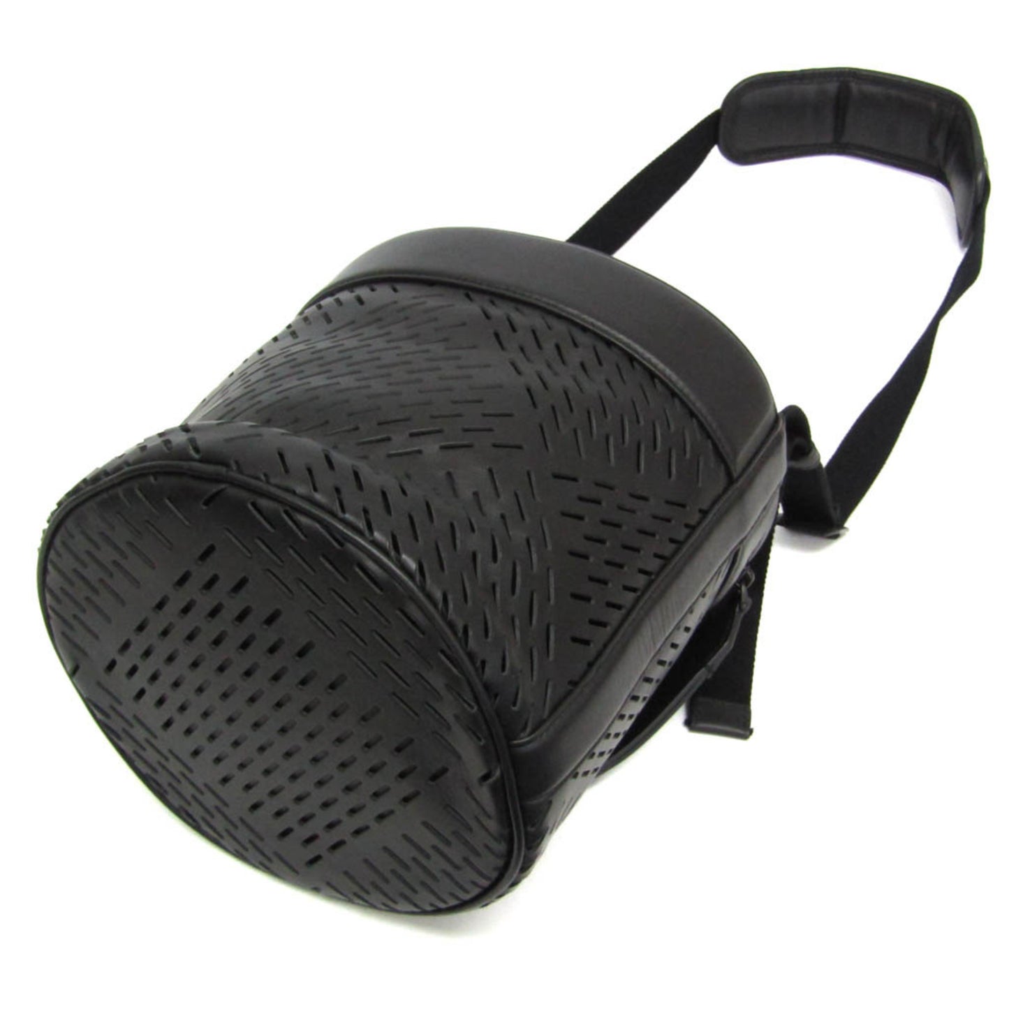 Bottega Veneta Paper Bucket Bag Perforated Leather, Black, Leather, Shoulder Bag