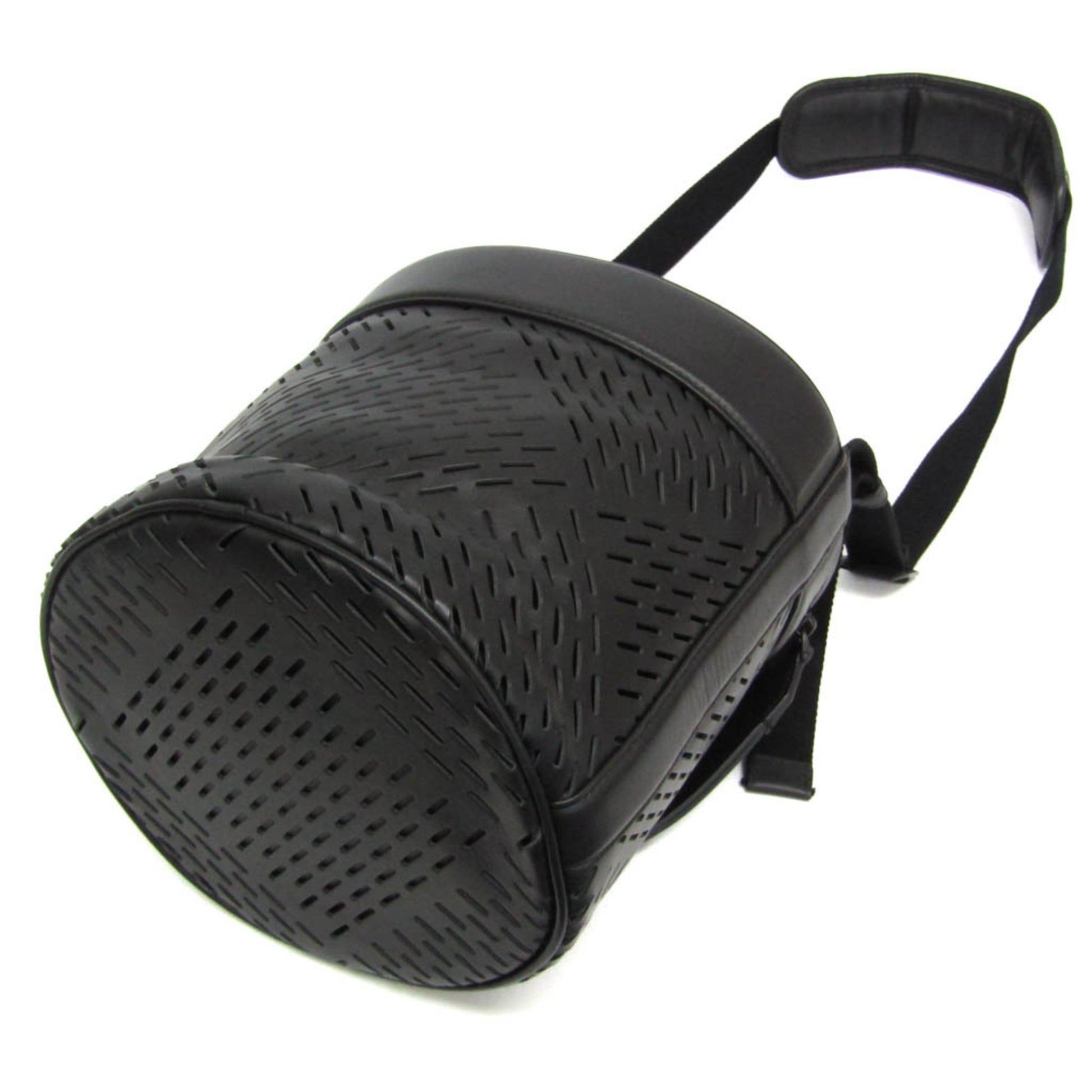 Bottega Veneta Paper Bucket Bag Perforated Leather, Black, Leather, Shoulder Bag